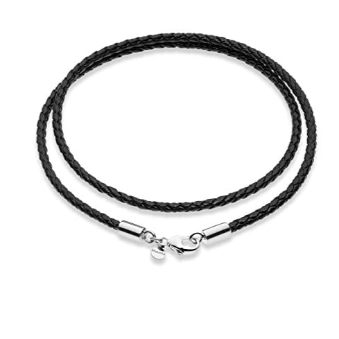 3mm Black Leather Cord Necklace, Stainless Steel, Lobster Clasp, Black Mens  Chain, Womens Choker 