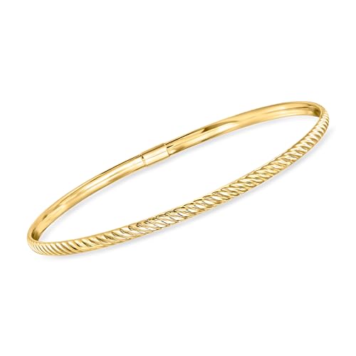 RS Pure by Ross-Simons Italian 14kt Yellow Gold Ribbed Bangle