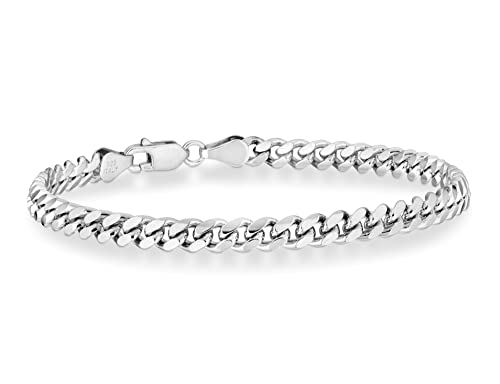 Italian Sterling Silver Polished Cuban Chain Bracelet