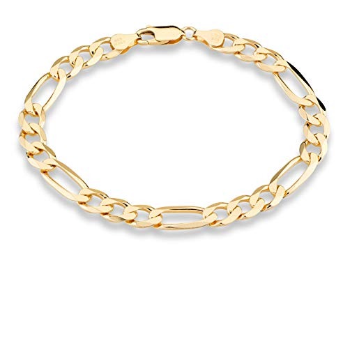 Men's 14K Yellow Gold 7mm Flat Figaro Chain Bracelet, 8 - 100% Exclusive
