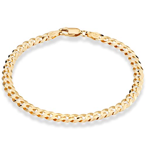 14K Gold Cuban Link Initial Bracelet 5mm Curb Letter Chain 