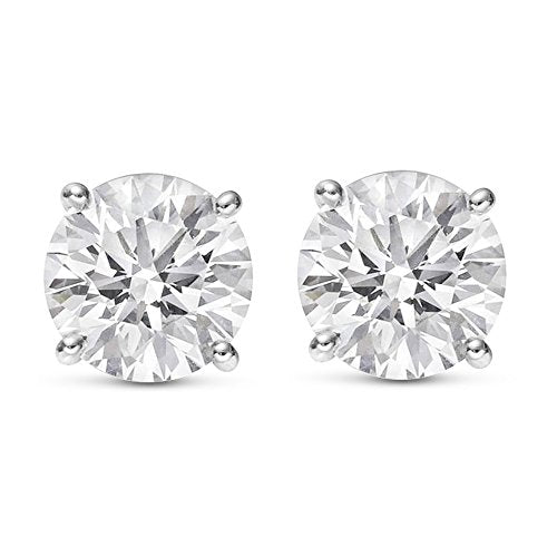 1 Carat Natural Round Brilliant Solitaire Diamond Stud Earrings