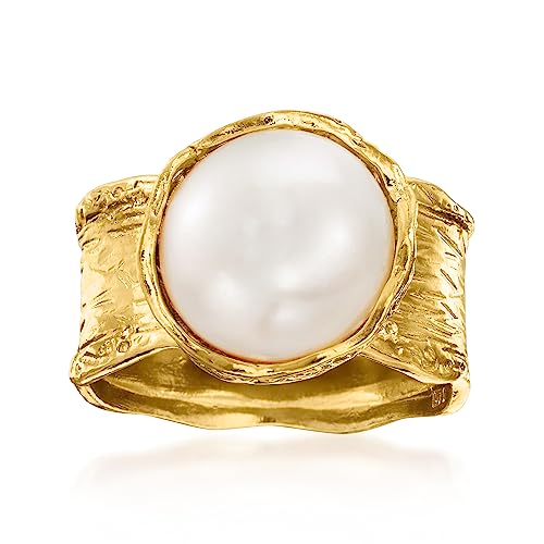 Ross-Simons 11.5-12mm Cultured Button Pearl Ring in 18kt Yellow