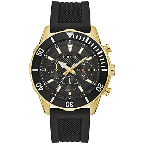 Bulova Men's Classic Stainless Steel Quartz Dress Watch with Silicone  Strap, Black, 22 (Model: 98A270)