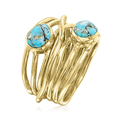 Ross-Simons 7x5mm Turquoise Highway Ring in 18kt Gold Over