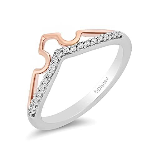 Jewelili Enchanted Disney Fine Jewelry 10K Rose Gold and Sterling