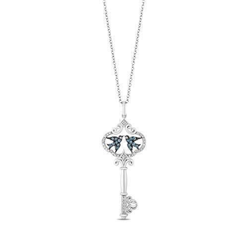 Jewelili Sterling Silver Heart Key Pendant Necklace