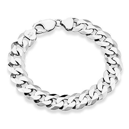 9 Solid Italian 925 Sterling Silver 12mm Wide Curb Link 