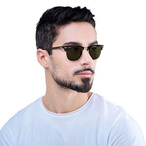 opleiding sessie echo Ray-Ban RB3016 Clubmaster Square Sunglasses, Black On Gold/Green, 49 m –  4aShopOnline