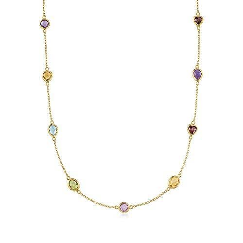 Ross-Simons 10.40 ct. t.w. Multi-Stone Station Necklace in 18kt Gold Over  Sterling. 18 inches