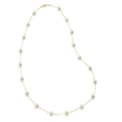 Ross-Simons 6-6.5mm Cultured Pearl Station Necklace in 14kt Yellow