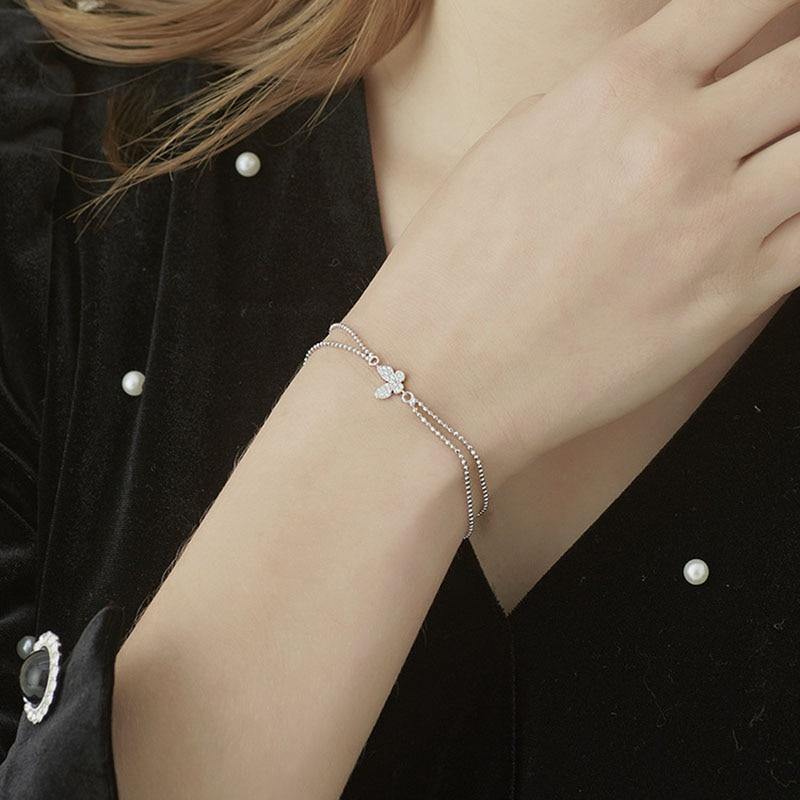 925 Sterling Silver Butterfly Zircon Charm Bracelet- latest from 4aShopOnline.com