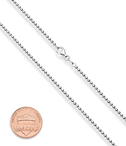Solid 925 Sterling Silver Italian Ball Bead Chain Necklace, Made