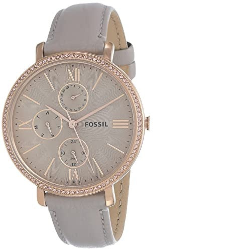 Fossil Women's Jacqueline Quartz Stainless Steel and Eco Leather  Multifunction Watch, Color: Rose, Grey (Model: ES5097)