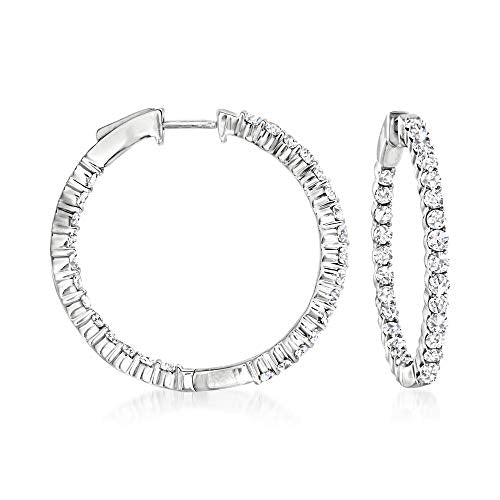 Ross-Simons 2.00 ct. t.w. Diamond Inside-Outside Hoop Earrings in