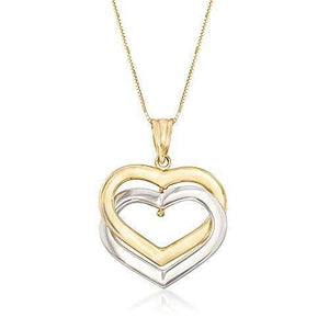 Ross-Simons 14kt 2-Tone Gold Interlocking Hearts Pendant Necklace