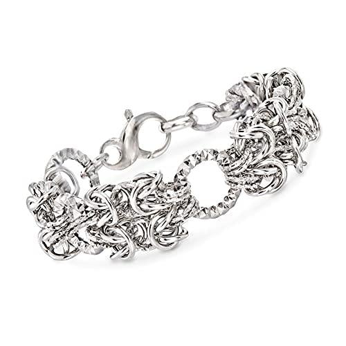 Ross-Simons Italian Sterling Silver Byzantine and Textured Circle Bracelet.  7.5 inches